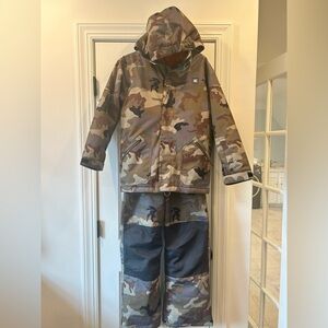 Boys Camo DC Snowboarding Jacket & Pants Bib Set